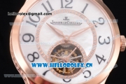 Jaeger-LECoultre Master Grande Tourbillon Swiss Tourbillon Automatic Rose Gold Case with White Dial and Brown Leather Strap (FT)