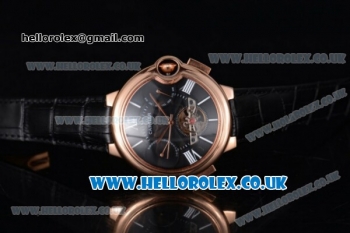 Cartier Ballon Bleu De Tourbillon Asia ST25 Automatic Rose Gold Case with Black Dial Stick Markers and Black Leather Strap