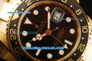 Rolex GMT-Master II Oyster Perpetual Automatic Full Gold with Black Dial and White Round Bearl Marking-Small Calendar