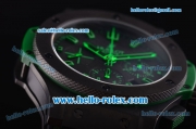 Hublot Big Bang Swiss Valjoux 7750 Automatic Movement PVD Case with Black Dial and Green Leather Strap