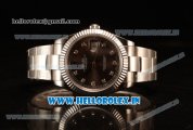 Rolex Datejust Oyster Perpetual Swiss ETA 2836 Automatic Steel Case Brown Dial With Diamonds Markers Steel Bracelet (BP)