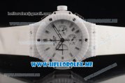 Hublot Big Bang Caviar Chronograph Miyota OS20 Quartz Ceramic Case with White Dial and White Rubber Strap Stick Markers