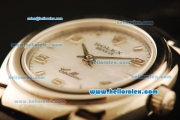 Rolex Cellini Swiss Quartz Steel Case with White MOP Dial and Numeral Markers-Lady Size