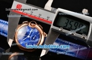 Cartier Ballon Bleu De Medium Chrono Miyota Quartz Rose Gold Case with Blue Dial and White Roman Numeral Markers