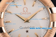 Omega Constellation Swiss Quartz Rose Gold Case White Dial Stick Markers Wall Clock