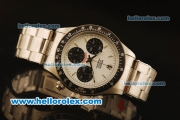 Rolex Daytona Vintage Chronograph Swiss Valjoux 7750 Steel Case/Strap with White Dial and Silver Markers