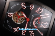 Franck Muller Casablanca Power Reserve Automatic Movement PVD Case with Black Dial and Black Rubber Strap