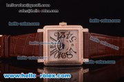 Franck Muller Conquistador King Automatic Rose Gold Case with Diamond Bezel/Dial Brown Leather Strap