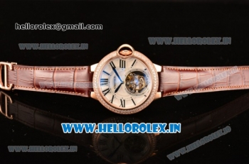 Cartier Ballon Bleu Tourbillon Seagull ST80 Tourbillon Manual Winding Rose Gold Case with White Dial and Diamonds Bezel