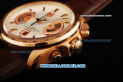 Tag Heuer Carrera Calibre 17 Swiss valjoux 7750 Automatic Movement Rose Gold Case with Beige Dial Brown Leather Strap