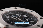 Audemars Piguet Royal Oak Offshore Quartz Silver Case with Black Dial and White Numeral Marker-Black Rubber Strap