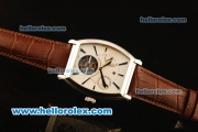 Vacheron Constantin Malte Swiss Tourbillon Manual Winding Steel Case with White Dial and Brown Leather Strap