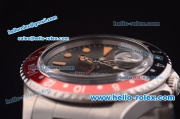 Rolex GMT Master Vintage Asia 2813 Automatic Black/Red Bezel with Black Dial and Steel Bracelet-Orange Markers
