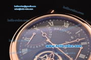 Breguet Classique Tourbillon Asia ST28 Automatic Rose Gold Case with Black Leather Strap and Black Dial