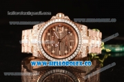 Rolex GMT Master II All Diamond With Swiss ETA 2836 Automatic Rose Gold 116769TRRR