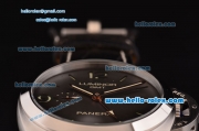 Panerai Luminor 1950 3 Days GMT PAM00320 Automatic Steel Case with Black Dial and Black Leather Strap