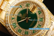 Rolex Day-Date Automatic Full Gold with Green Dial and Diamond Bezel/Strap