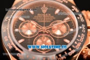 Rolex Daytona Chrono Swiss Valjoux 7750 Automatic Rose Gold Case with PVD Bezel Stick Markers and Black Dial (BP)