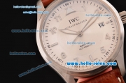 IWC Pilot's Mark XVI Swiss ETA 2892 Automatic Steel Case with Numeral Markers and Brown Leather Strap