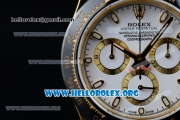 Rolex Daytona Chrono Clone Rolex 4130 Automatic Yellow Gold Case with White Dial Ceramic Bezel and Black Rubber Strap (EF)