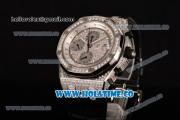 Audemars Piguet Royal Oak Offshore Chrono Swiss Valjoux 7750 Automatic Steel/Diamonds Case with White Markers and Diamonds Bezel(NOOB)