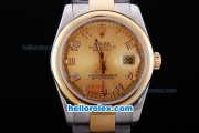 Rolex Datejust Automatic Two Tone with Gold Bezel,Gold Dial and Number Marking