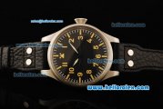 IWC Pilot's Watch Automatic Movement Steel Case with Black Dial and Black Leather Strap-55mm Size