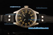 IWC Pilot's Watch Automatic Movement Steel Case with Black Dial and Black Leather Strap-55mm Size