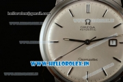 Omega Seamaster Vintage Citizen Automatic Movement Steel Case White Dial With Stick Markers Black Leather Strap