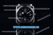 Bell&Ross BR 03-92 Miyota 9015 Automatic Steel Case with Black Dial White Arabic Numeral Markers and Black Rubber Strap