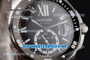 Cartier Calibre de Cartier Diver Swiss ETA 2824 Automatic Stainless Steel Case/Bracelet with Black Dial and Roman Numeral Markers (ZF)