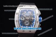 Richard Mille RM011-FM Asia ST25 Automatic Steel Case with Skeleton Dial Steel Bezel Arabic Numeral Markers and Black Rubber Strap