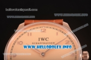 IWC Portuguese Asia 6497 Manual Winding Rose Gold Case with Champagne Dial and Arbaic Numeral Markers