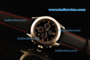 Omega Seamaster Chronograph Miyota Quartz Movement Steel Case with Black Dial and Black Leather Strap-Triangular Markers