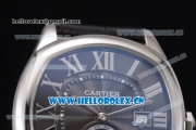 Cartier Drive de Cartier Asia ST16 Automatic Steel Case with Black Dial Roman Numeral Markers and Black Leather Strap