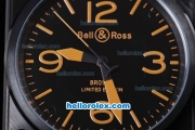 Bell & Ross BR 01-92 Asia ETA 2892 Movement Black carbon dial, Orange- Marking and Black Bezel