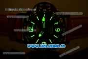 Panerai Luminor GMT PAM 029 A Asia Automatic Steel Case with Black Dial Stick/Arabic Numeral Markers and Brwon Leather Strap