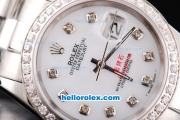 Rolex Datejust Oyster Perpetual Swiss ETA 2836 Automatic Movement White Dial with Diamond Markers and Diamond Bezel