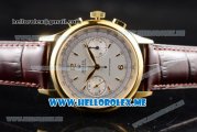 Rolex Pre Daytona Chronograph Venus 7750 Manual Winding Yellow Gold Case with White Dial and Brown Leather Strap Stick/Arabic Numeral Markers