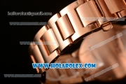 Cartier Rotonde De Miyota Quartz Rose Gold Case/Bracelet with Black Dial