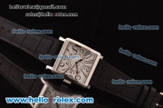 Franck Muller Master Square Swiss Quartz Steel Case with White Dial Numeral Marekrs and Black Leather Strap