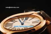 Cartier d'Art Swiss Quartz Rose Gold Case with Silver Dial and Black Leather Strap