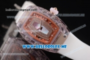 Richard Mille RM 07-02 Miyota 9015 Automatic Pink Sapphire Case with White Rubber Strap White Markers and Blue MOP Dial