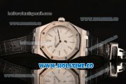 Audemars Piguet Royal Oak 41MM Asia Automatic Steel Case with Black Leather Strap Stick Markers and White Grids Dial