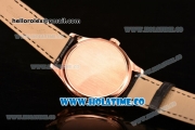 Patek Philippe Calatrava Miyota 9015 Automatic Rose Gold Case with Brown Leather Strap and White Dial - Stick Markers