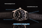 IWC Pilots Mark XVII Swiss ETA 2836 Automatic Steel Case with Black Dial and Black Leather Strap