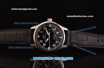 IWC Pilots Mark XVII Swiss ETA 2836 Automatic Steel Case with Black Dial and Black Leather Strap