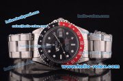 Rolex GMT Master Vintage Asia 2813 Automatic Black/Red Bezel with Black Dial and Steel Bracelet-White Markers