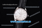 Omega Aqua Terra 150 M Co-Axial Clone 8500 Automatic Steel Case White Dial Stick Markers and Black Leather Strap (EF)