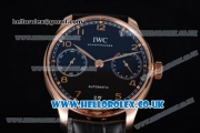 IWC Portuguese Clone IWC 52010 Automatic Rose Gold Case with Black Dial Arabic Numeral Markers and Black Leather Strap - 1:1 Original (ZF)